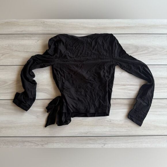 Miss Selfridge long sleeve jersey wrap top Black Size 4 NWT IN PACKAGE - Picture 5 of 8